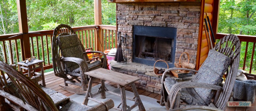 Outdoor Lounge And Log Fireplace