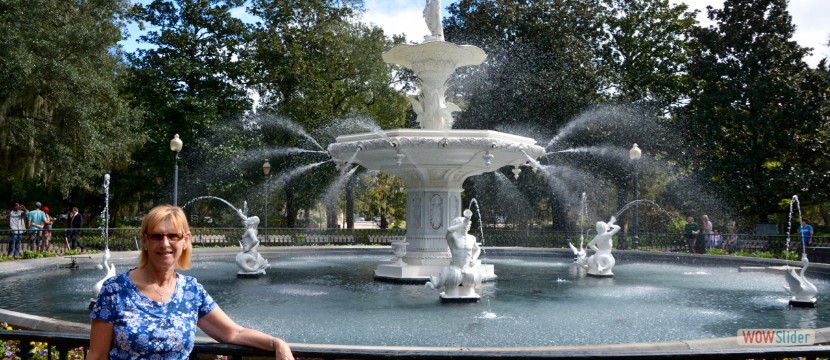 Famous Fountain In Savannah - In Forrest Gump Film